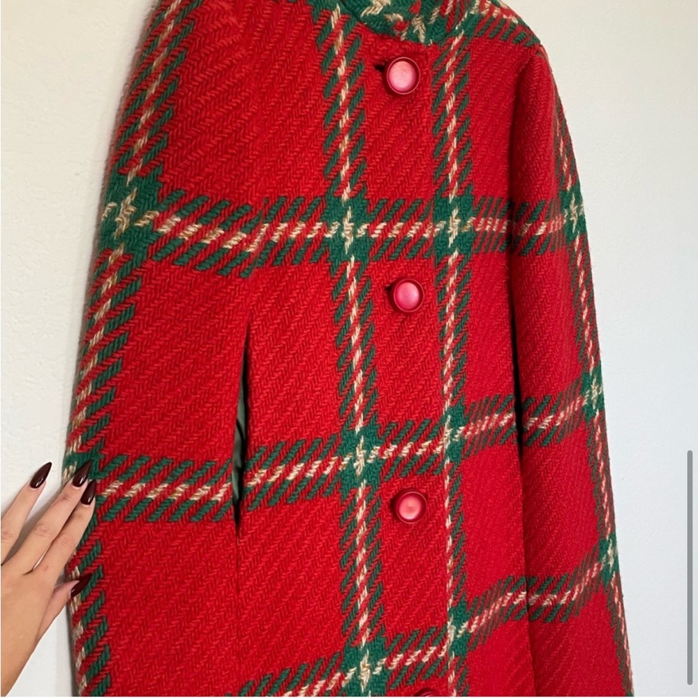 INSANE VINTAGE 1950'S PLAID WOOL CAPE - Picture 6 of 11